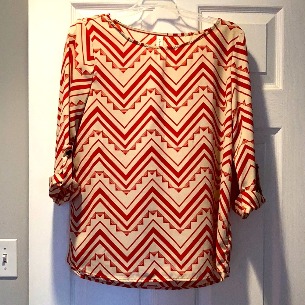 ModCloth (teenplo) Beige/Red Blouse - Size L